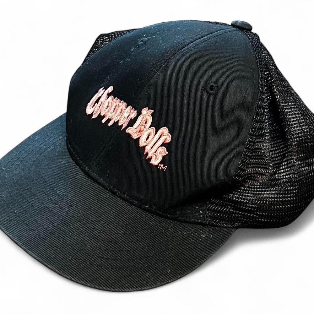 Black and pink chopper dolls hat by magic headwear